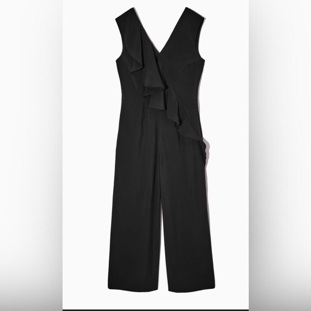 COS Jumpsuit Women S Black Excellent Ruffled Wide Leg Palazzo Minimalist‎ 0457